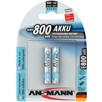 Ansmann 800 mAh - Micro / AAA / HR03 Mini Stilo AAA Nichel-Metallo Idruro (NiMH) argento, Mini Stilo AAA, Nichel-Metallo Idruro (NiMH), 1,2 V, 800 mAh, 10.5 x 44.5