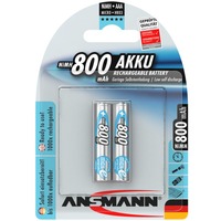 Ansmann 800 mAh - Micro / AAA / HR03 Mini Stilo AAA Nichel-Metallo Idruro (NiMH), Batteria argento, Mini Stilo AAA, Nichel-Metallo Idruro (NiMH), 1,2 V, 800 mAh, 10.5 x 44.5