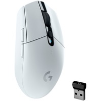 Logitech G305 mouse Mano destra RF senza fili + Bluetooth Ottico 12000 DPI, Mouse da gioco bianco, Mano destra, Ottico, RF senza fili + Bluetooth, 12000 DPI, 400 fps, Bianco
