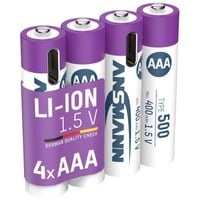Ansmann Batteria Li-Ion Micro AAA tipo 500 (min. 400 mAh), confezione da 4 bianco/Viola