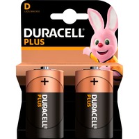 Duracell Plus 100 D B2 x10 Batteria monouso, D, Alcalino, 1,5 V, 2 pz, Multicolore