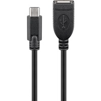 goobay 55470 cavo USB 0,2 m USB 2.0 USB C USB A Nero, Cavo di prolunga Nero, 0,2 m, USB C, USB A, USB 2.0, 480 Mbit/s, Nero