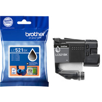 Brother LC521BK cartuccia d'inchiostro 1 pz Originale Nero Nero, 1 pz, 500 pagine, Confezione singola