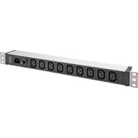 Digitus Multipresa 19" con profilo in alluminio, 9 prese C13, 1U, Ciabatta Nero/alluminio