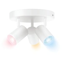 WiZ IMAGEO 3x faretto orientabile Piastra rotonda, Luce LED bianco, Bluetooth, Bianco, LED, Metallo, GU10, 2200 K
