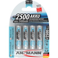 Ansmann 2500mAh AA maxE plus Stilo AA Nichel-Metallo Idruro (NiMH), Batteria argento, Stilo AA, Nichel-Metallo Idruro (NiMH), 1,2 V, 2500 mAh, 14,5 x 14,5 x 50,5 mm