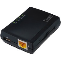 Digitus Server di rete multifunzione 1-Porta USB 2.0 Nero, Attività, Collegamento, Potenza, USB, Taiwan, LAN Ethernet, 10,100 Mbit/s, FTP, SMB, CIFS