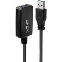 Lindy 43155 cavo USB 5 m USB 3.2 Gen 1 (3.1 Gen 1) USB A Nero, Cavo di prolunga Nero, 5 m, USB A, USB A, USB 3.2 Gen 1 (3.1 Gen 1), 5000 Mbit/s, Nero