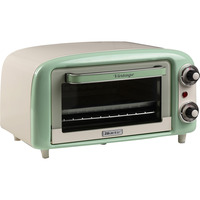Ariete 3919 Forno Elettrico Vintage, 800W, Capacità 10L, Doppio vetro, Retrò, Verde, Mini forno bianco/verde chiaro, 800W, Capacità 10L, Doppio vetro, Retrò, Verde, 10 L, Verde, Libera installazione, Manopola, 90 - 230 °C, Verde