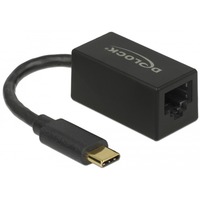 DeLOCK 66043 hub di interfaccia USB 3.2 Gen 1 (3.1 Gen 1) Type-C 1000 Mbit/s Nero, Adattatore Nero, USB 3.2 Gen 1 (3.1 Gen 1) Type-C, RJ-45, 1000 Mbit/s, Nero, Attività, Collegamento, 0,9 m