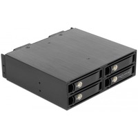 DeLOCK 47235 pannello drive bay 13,3 cm (5.25") Vassoio per unità di memorizzazione Nero, Telaio di montaggio Nero, 13,3 cm (5.25"), Vassoio per unità di memorizzazione, NVMe, 2.5", Nero, Alluminio