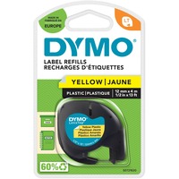 Dymo Etichette LT IN Plastica, Nastro di scrittura Nero su giallo, Poliestere, Belgio, DYMO, LetraTag 100T, LetraTag 100H, 1,2 cm