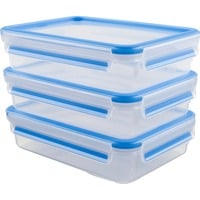 Emsa 515645 recipiente per cibo Rettangolare Scatola 1,2 L Trasparente 3 pz, Casella trasparente/Blu, Scatola, Rettangolare, 1,2 L, Trasparente, Polipropilene (PP), Elastomero Termoplastico (TPE), Germania
