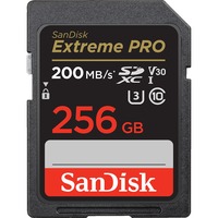 SanDisk Extreme PRO 256 GB SDXC UHS-I Classe 10, Scheda di memoria Nero, 256 GB, SDXC, Classe 10, UHS-I, 200 MB/s, 90 MB/s