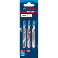 Bosch Expert T118 EHM Lama per seghetto alternativo Carburo 3 pz, Lama per sega Lama per seghetto alternativo, Lama in acciaio inox(sottile), Carburo, Acciaio inox, 1,4 mm, 5 mm