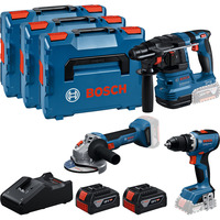Bosch Set professionale 18V, GBH 18V-22 + GSR 18V-65 + GWS 18V-8 Professional, Set di strumenti blu