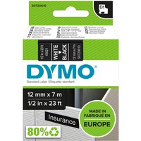 Dymo D1 - Standard Etichette - Bianco su nero - 12mm x 7m, Nastro di scrittura Bianco su nero, Poliestere, Belgio, -18 - 90 °C, DYMO, LabelManager, LabelWriter 450 DUO