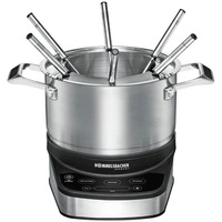 Rommelsbacher F 1200 fondue, gourmet & wok 1,5 L 6 persona(e), Fonduta accaio/Nero, 6 persona(e), 1,5 L, Nero, Acciaio inossidabile, Rotondo, Acciaio inossidabile, Pulsanti