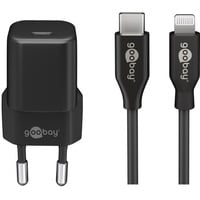 goobay Set di ricarica Apple Lightning / USB-C PD 30 watt, Caricabatterie Nero