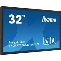iiyama TF3239AS-B1AG Monitor PC 80 cm (31.5") 1920 x 1080 Pixel Full HD LED Touch screen Nero, Public Display Nero (opaco), 80 cm (31.5"), 1920 x 1080 Pixel, Full HD, LED, 8 ms, Nero
