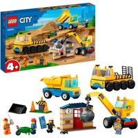 LEGO City Camion da cantiere e gru con palla da demolizione, Giochi di costruzione Set da costruzione, 4 anno/i, Plastica, 235 pz, 1 kg