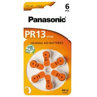 Panasonic V13 6-BL (PR48/PR13H) Batteria monouso Zinco-aria Batteria monouso, Zinco-aria, 1,4 V, 6 pz, 310 mAh, Argento