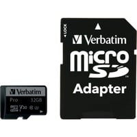 Verbatim Pro 32 GB MicroSDHC UHS Classe 10 32 GB, MicroSDHC, Classe 10, UHS, 90 MB/s, 45 MB/s