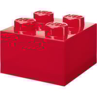 Room Copenhagen LEGO Storage Brick 4 Top Lid Glitter, Scatola di immagazzinaggio rosso/trasparente