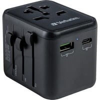 Verbatim 49544 adattatore per presa di corrente Universale Nero, Viaggio di spina Nero, Universale, Universale, Tipo A, Tipo B, Tipo C (Europlug), Tipo E (FR), Tipo F, Tipo G (UK), Tipo I (AU), Tipo J (CH),..., Tipo A, Tipo B, Tipo C, Tipo D (UK), Tipo E (FR), Tipo F, Tipo G (UK), Tipo H (IL), Tipo I (AU),..., 100 - 250 V, 50 - 60 Hz