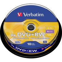 Verbatim DVD+RW Matt Silver 4,7 GB 10 pz DVD+RW, 120 mm, Scatola per torte, 10 pz, 4,7 GB