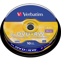 Verbatim DVD+RW Matt Silver 4,7 GB 10 pz, Supporti vergini DVD DVD+RW, 120 mm, Scatola per torte, 10 pz, 4,7 GB