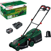 Bosch Tosaerba a batteria Rotak18V-34, 18 Volt + set di avviamento + tappo per pacciamatura, Rasaerba verde/Nero