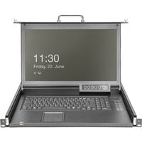 Digitus Console KVM LCD HD modulare con TFT 17" 16 porte HDMI, Switch KVM Nero