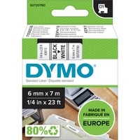 Dymo D1 - Standard Etichette - Nero su bianco - 6mm x 7m, Nastro di scrittura Nero su bianco, Poliestere, Belgio, -18 - 90 °C, DYMO, LabelManager, LabelWriter 450 DUO