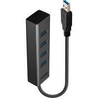 Lindy 43324 hub di interfaccia USB 3.2 Gen 1 (3.1 Gen 1) Type-A 5000 Mbit/s Nero, Hub USB USB 3.2 Gen 1 (3.1 Gen 1) Type-A, USB 3.2 Gen 1 (3.1 Gen 1) Type-A, 5000 Mbit/s, Nero, Alluminio, Plastica, 0,3 m