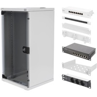 Digitus Set di rete 254 mm (10") - 12U, 312 x 300 mm (Largh. x Prof.), IT armadio grigio chiaro, 312 x 300 mm (Largh. x Prof.), Rack indipendenti, 12U, 30 kg, Lucchetti, Griglie, Grigio