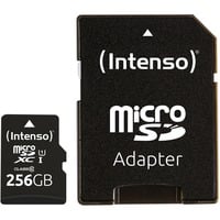 Intenso microSD 256GB UHS-I Perf CL10| Performance Classe 10, Scheda di memoria Nero, 256 GB, MicroSD, Classe 10, UHS-I, 90 MB/s, Class 1 (U1)