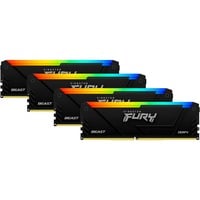Kingston FURY FURY Beast 32GB 3600MT/s DDR4 CL17 DIMM (Kit da 4) RGB, Memoria Nero, 32 GB, 4 x 8 GB, DDR4, 288-pin DIMM