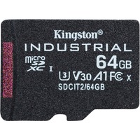 Kingston Industrial 64 GB MicroSDXC UHS-I Classe 10, Scheda di memoria Nero, 64 GB, MicroSDXC, Classe 10, UHS-I, Class 3 (U3), V30