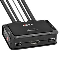 Lindy 42344 switch per keyboard-video-mouse (kvm) Montaggio rack Nero, Switch KVM Nero, 4096 x 2160 Pixel, 4K Ultra HD, Montaggio rack, Nero