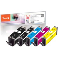 Peach PI100-378 cartuccia d'inchiostro 5 pz Compatibile Resa elevata (XL) Nero, Ciano, Magenta, Giallo Resa elevata (XL), 17 ml, 10 ml, 5 pz, Confezione multipla