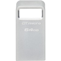 Kingston DataTraveler Micro unità flash USB 64 GB USB tipo A 3.2 Gen 1 (3.1 Gen 1) Argento, Chiavetta USB argento, 64 GB, USB tipo A, 3.2 Gen 1 (3.1 Gen 1), 200 MB/s, Senza coperchio, Argento