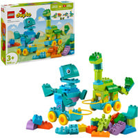 LEGO DUPLO Dinosauri su ruote 3 in 1, Giochi di costruzione Set da costruzione, 3 anno/i, Plastica, 108 pz, 1,77 kg