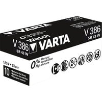 VARTA -V386 Batterie per uso domestico, Batteria argento, Batteria monouso, Alcalino, 1,55 V, 105 mAh, 11,6 mm, 11,6 mm