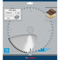 Bosch Lama per sega circolare PRO per legno, Ø 250mm, 80 denti 