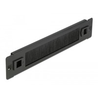 DeLOCK 66343 porta accessori Pannello spazzolato, Instradamento dei cavi Nero, Pannello spazzolato, Nero, Metallo, Nylon, 1U, Cina, 25,4 cm (10")
