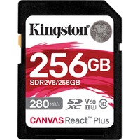 Kingston 256GB Canvas React Plus SDXC UHS-II 280R/150W U3 V60 for Full HD/4K, Scheda di memoria 256 GB, SDXC, Classe 10, UHS-II, 280 MB/s, 150 MB/s
