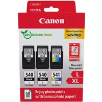 Canon 5224B015 cartuccia d'inchiostro 3 pz Originale Nero, Ciano, Magenta, Giallo Nero, Ciano, Magenta, Giallo, 3 pz, Confezione di qualità per foto