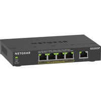 Netgear GS305Pv3 Non gestito Gigabit Ethernet (10/100/1000) Supporto Power over Ethernet (PoE) Nero, Interruttore Nero, Non gestito, Gigabit Ethernet (10/100/1000), Full duplex, Supporto Power over Ethernet (PoE), Montabile a parete