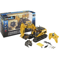 Revell 24924 RC Bagger mit 6-CH 2.4 GHz Fernsteuerung, Outdoor-tauglich, Schaufel und Baumgreifer aus Metall, griffiger Kettenantrieb, Originalgetreu, einzeln steuerbare Teile-Digger 2.0, bunt giallo/Nero, Outdoor-tauglich, Schaufel und Baumgreifer aus Metall, griffiger Kettenantrieb, Originalgetreu, einzeln steuerbare Teile-Digger 2.0, bunt, 96 anno/i, Plastica